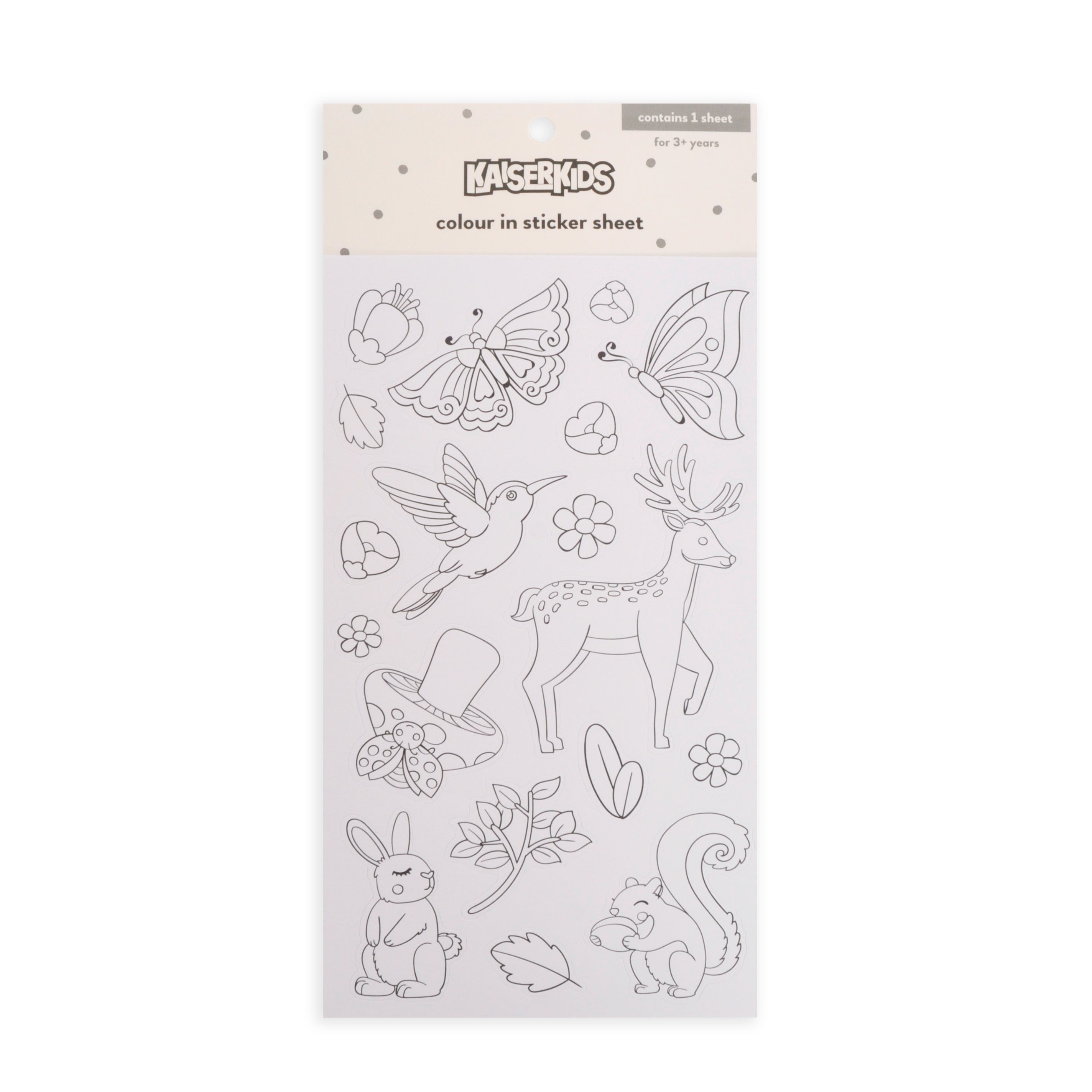 Kaiser Creative Club - Kids Sticker Sheet Colour In - WOODLAND